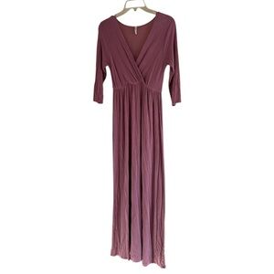 Mother Tree V- neck elastic waist purple short sleeve size small maxi dress